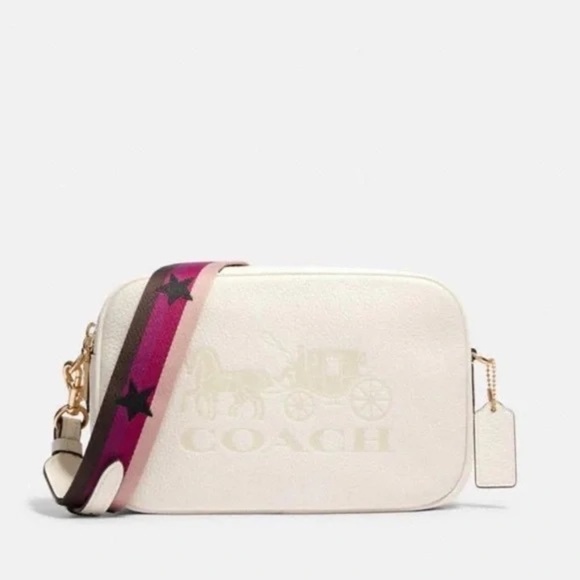Coach Jes Crossbody Bag Chalk F75818 Pink Strap With Stars - Picture 1 of 9